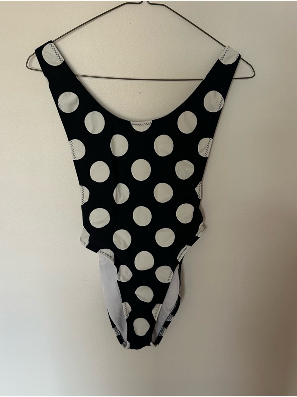 Norma Kamali Black and White Polka Dot Kids One-Piece